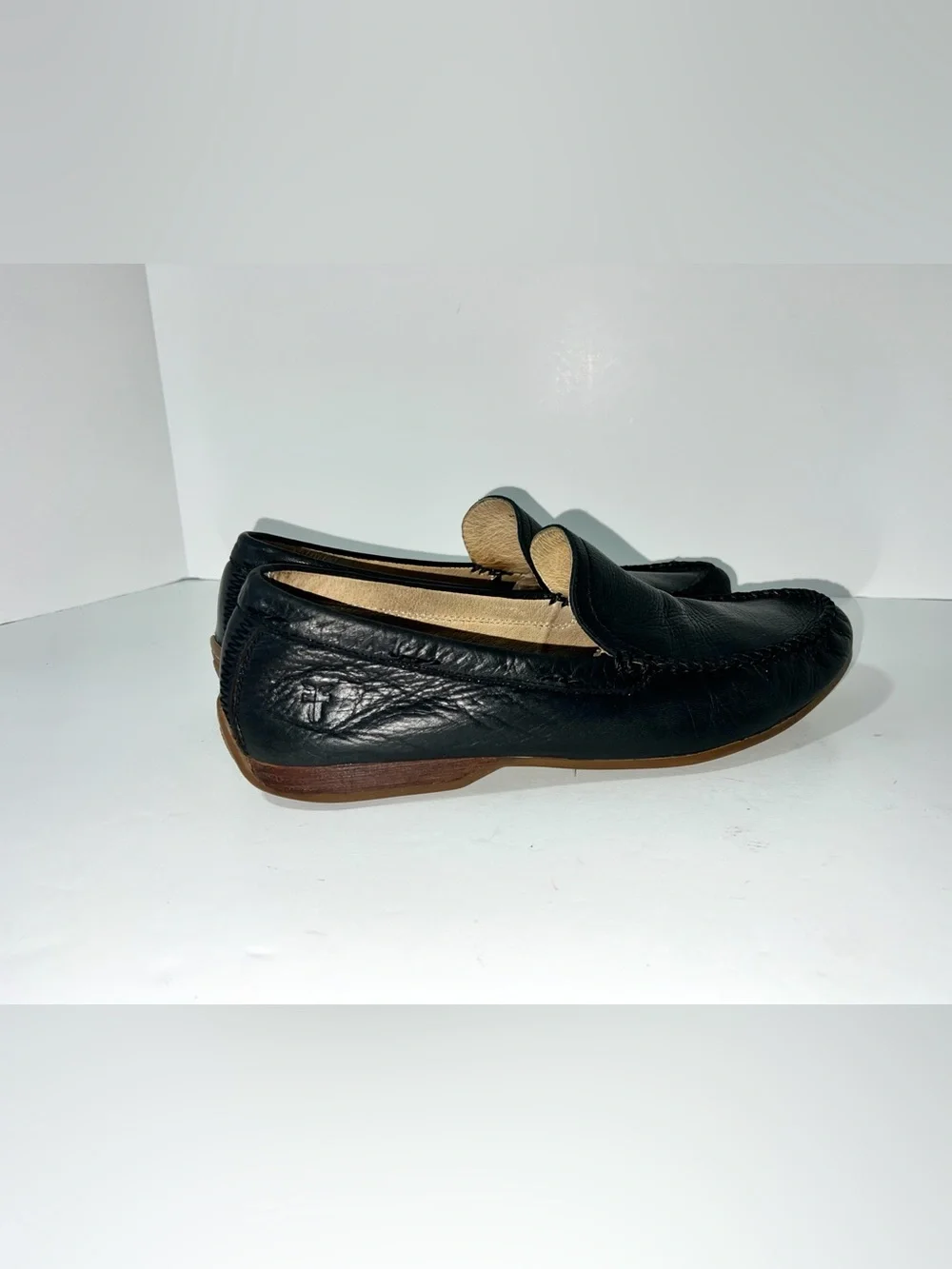 Frye Lewis Venetian Black Leather Driving Loafers Men’s 10.5 Slip On Moccasins